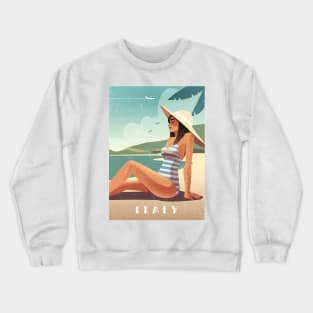 Italy - Boho Retro travel poster Crewneck Sweatshirt